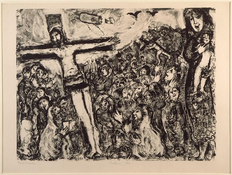 Good Friday - Tenebrae services are at 12 & 7 pm Friday, April 14. Marc Chagall painted "The White Crucifixion" in 1938. Courtesy Wikiart.