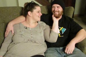 “I feel good about where I am now,” said Keith McDermid, 26, right, at the home he shares with his wife, Kayla Sylva, 28, and other people transitioning from homelessness to stability – thanks to the rapid rehousing program at Hospitality House, Grass Valley’s homeless shelter. The “Leap of Faith” matching fund drive supports that work.