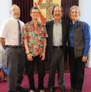 From left are Auburn physician Dr. Michael Mulligan, Santa Clara University ethicist Margaret McLean, Newcastle attorney Paul Comiskey, and Grace Lutheran Church, Lincoln, pastor Rev. Judith Morgado, who organized a seminar in Lincoln on Saturday about California's new End of Life Option Law. The speakers (pictured) said people need to have conversations now with family and physicians about their health, values and what kind of medical care they want to receive near death.
