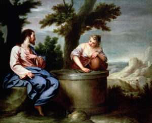 The Samaritan woman probably is an outcast, but Jesus welcomes her to drink from a spring of life-giving water.