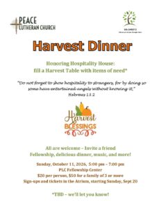 Harvest Dinner Honoring Hospitality House: fill a Harvest Table with items of need*